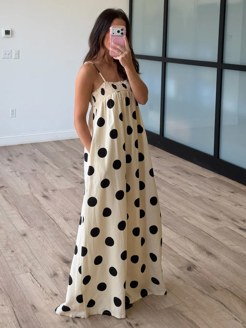 Kaci Polka Dot Maxi Dress | Cream - Image 4