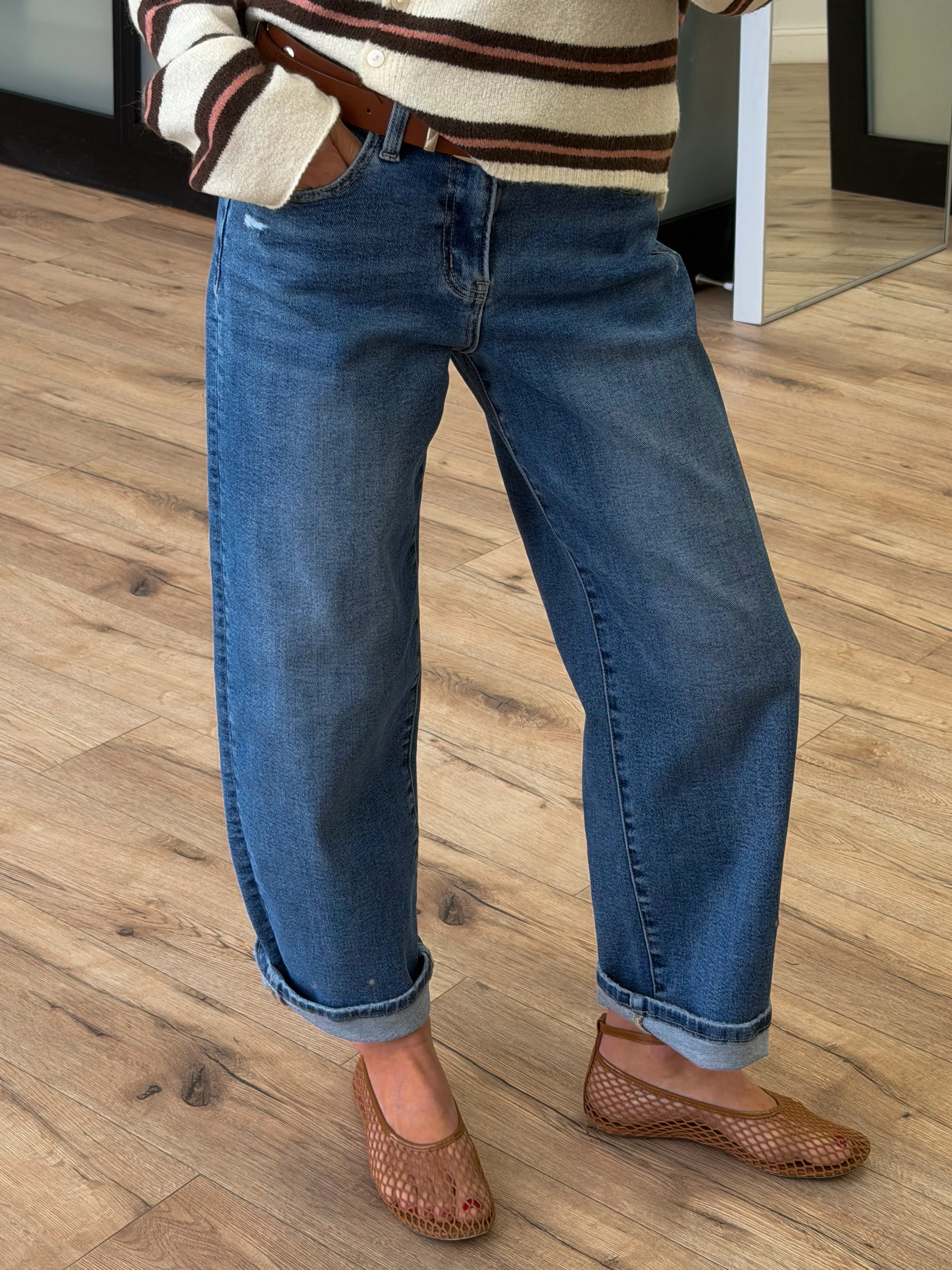 Kael Cropped Barrels | Medium Wash | +Plus Available