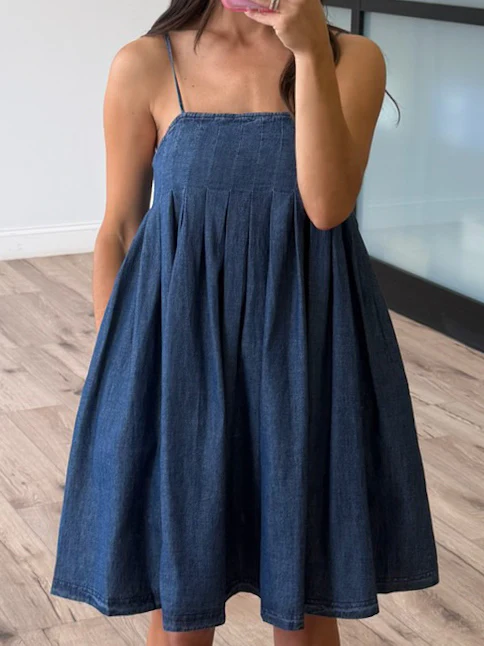 Katerina Pintuck Chambray Dress - Image 2
