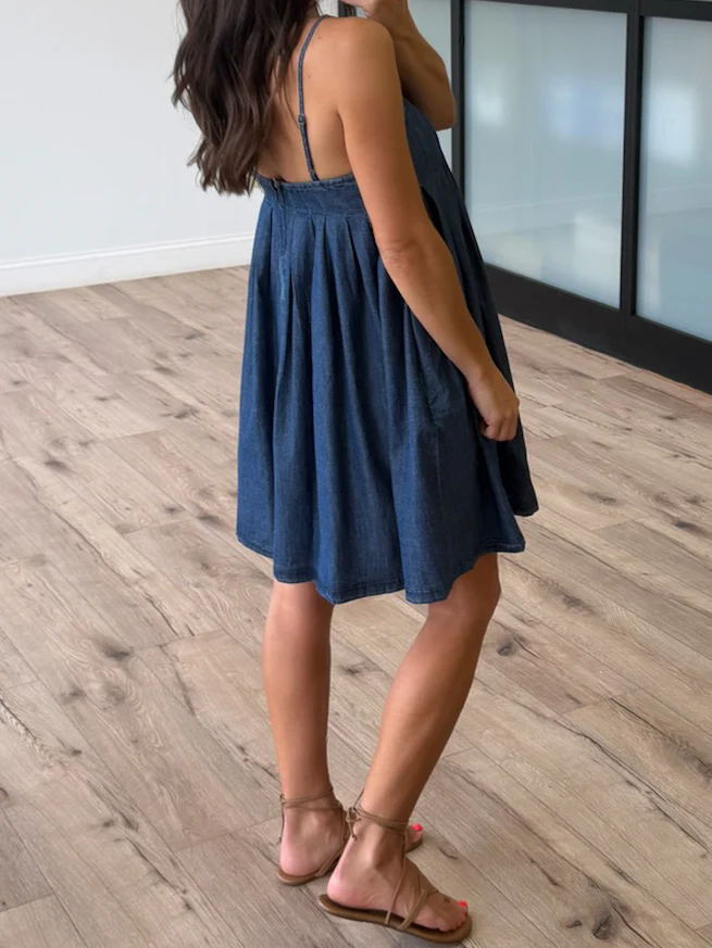 Katerina Pintuck Chambray Dress - Image 3