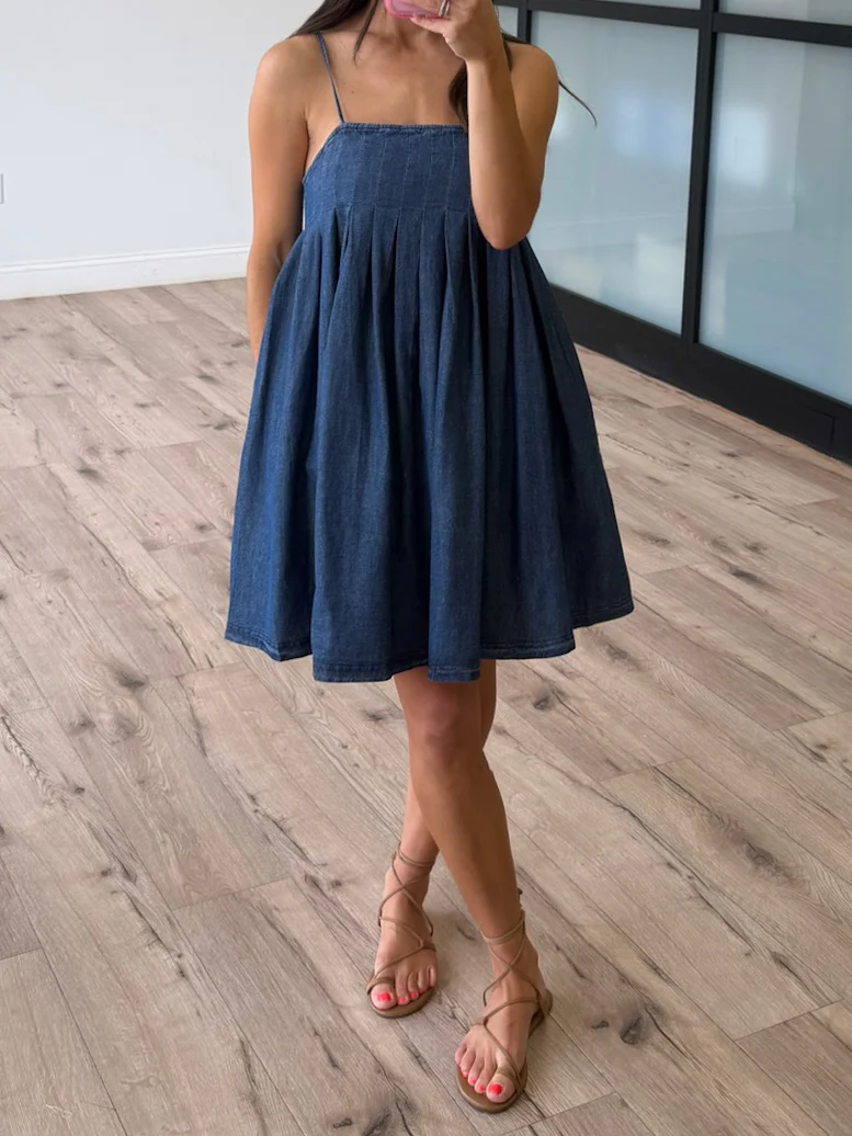 Katerina Pintuck Chambray Dress - Image 4