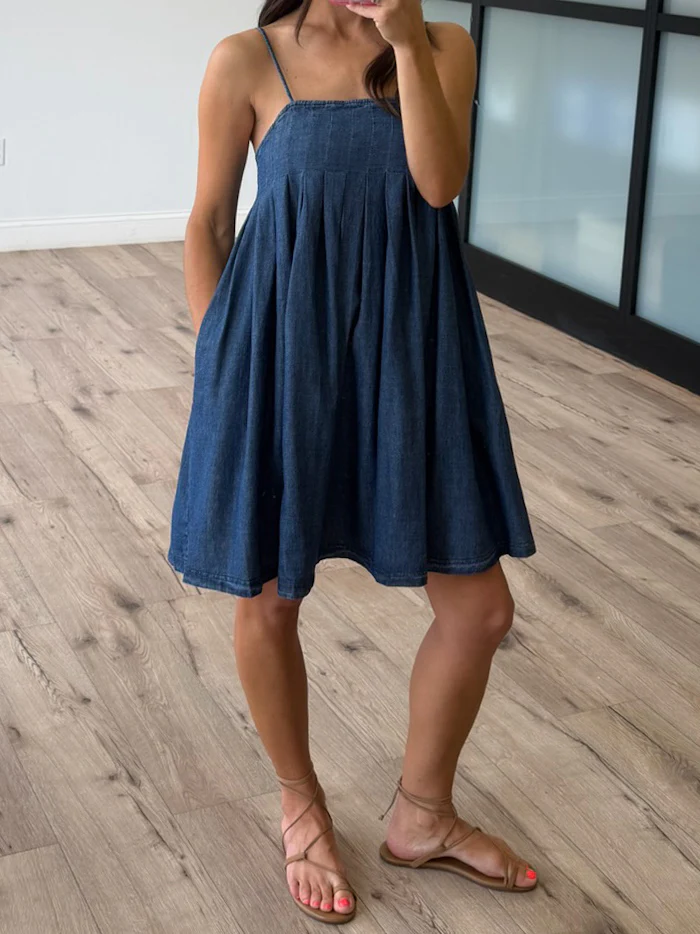 Katerina Pintuck Chambray Dress - Image 5