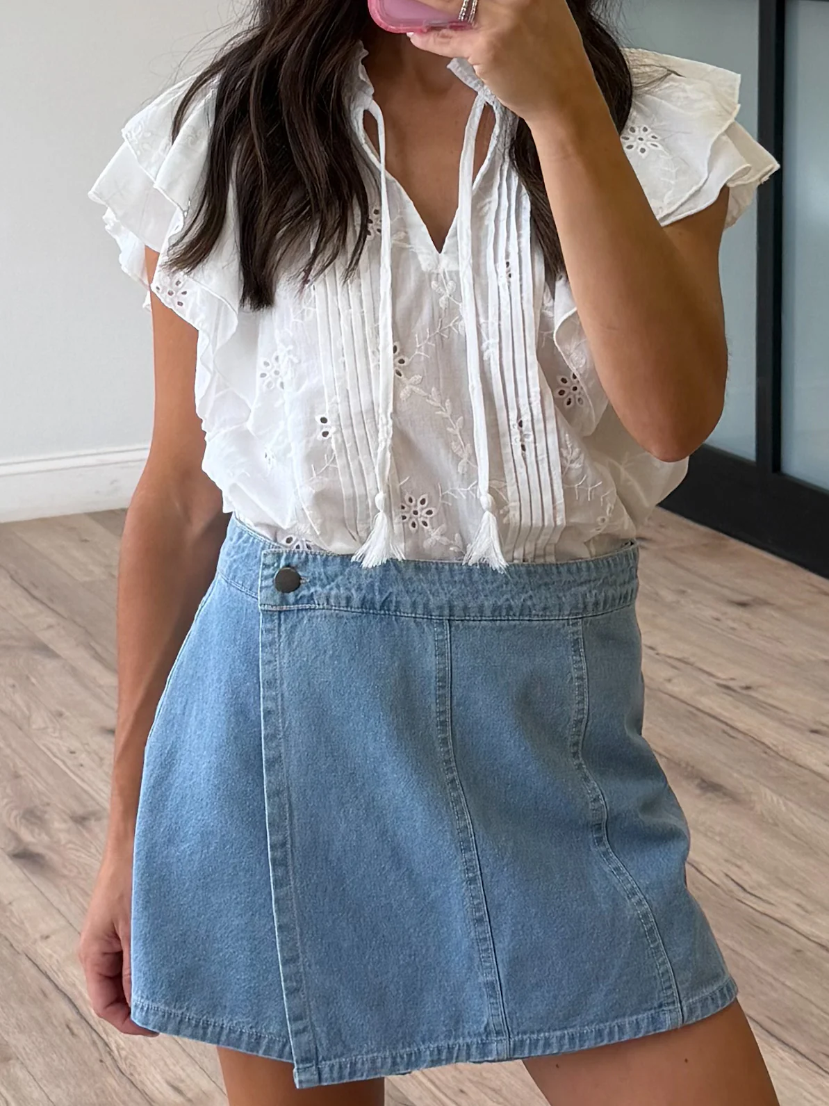 Khoi Denim Wrap Skort | Light Wash - Image 4