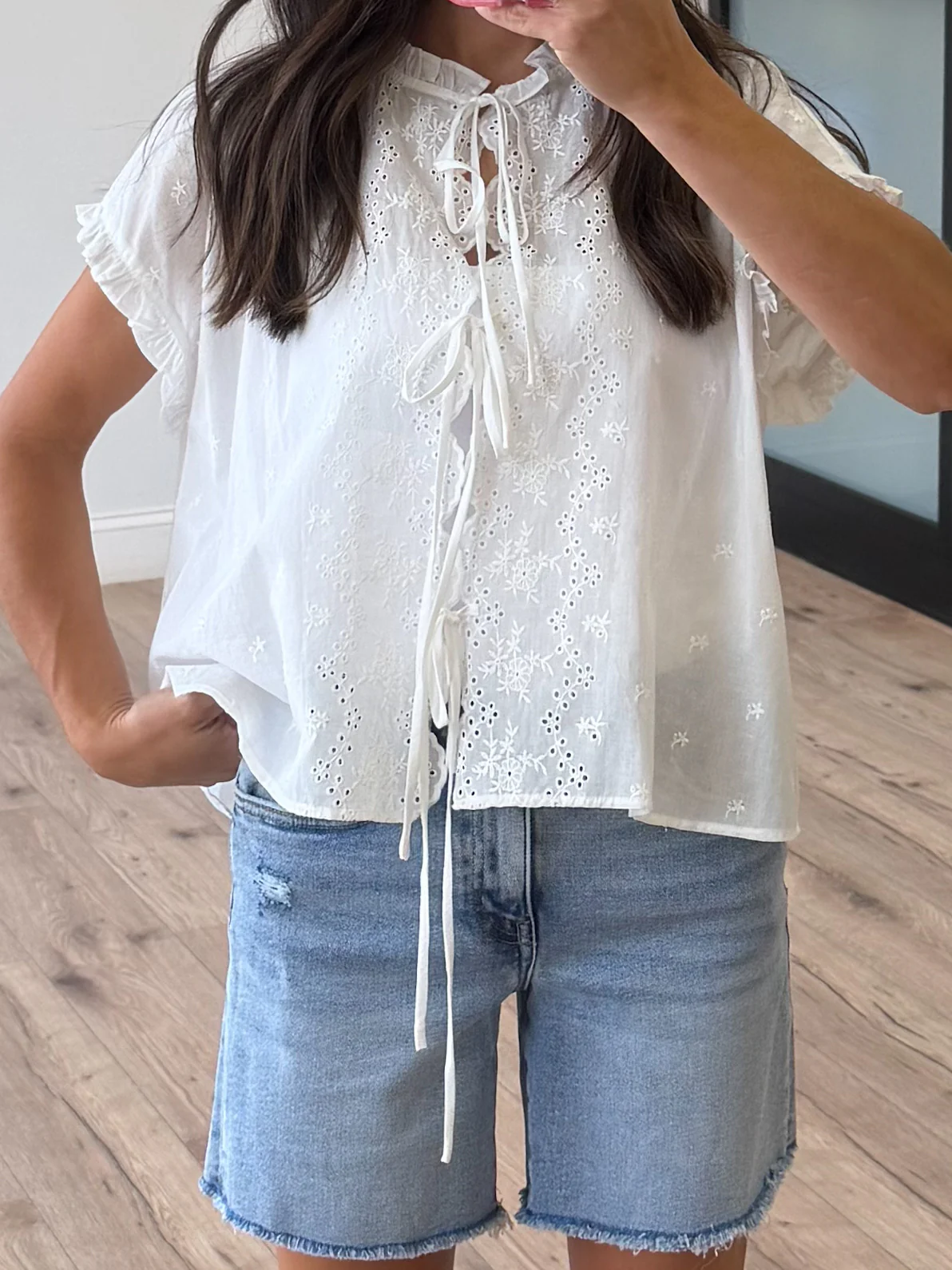 Lizbeth Front-Tie Eyelet Top - Image 3