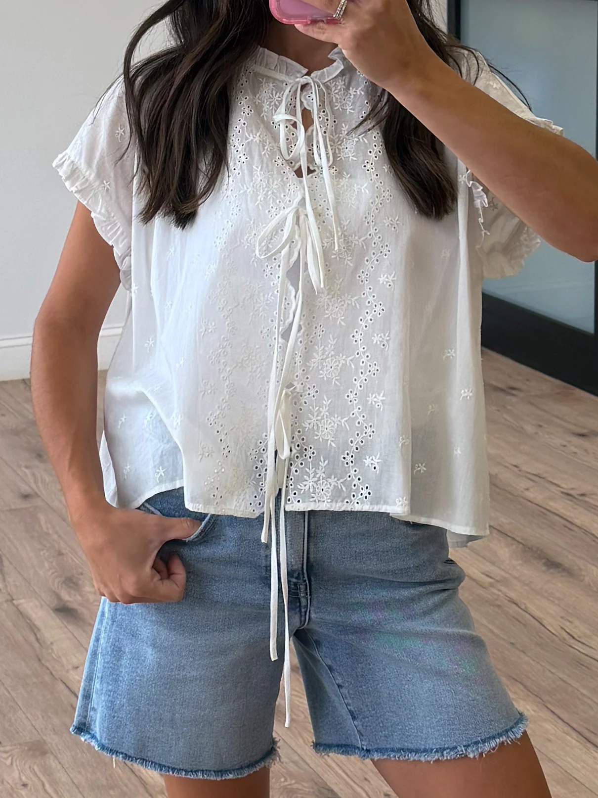 Lizbeth Front-Tie Eyelet Top - Image 4