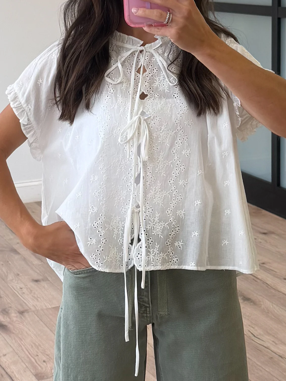 Lizbeth Front-Tie Eyelet Top - Image 5