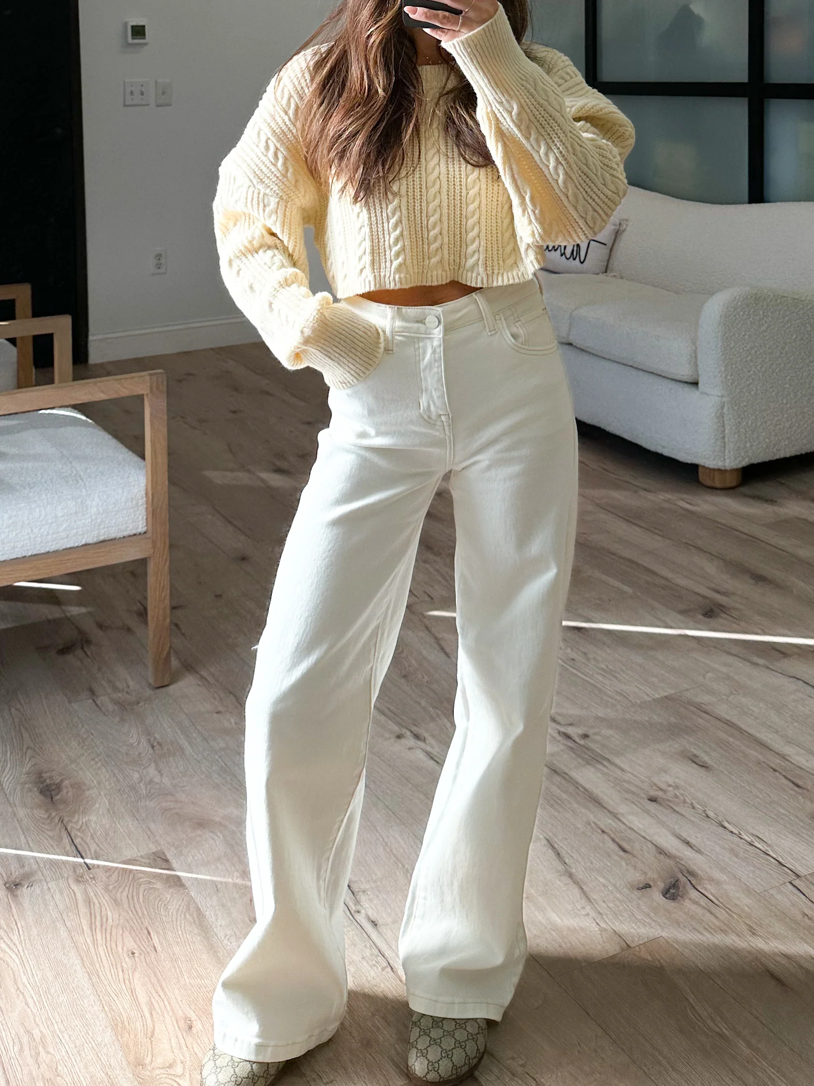 Mae Cable Knit Cropped Sweater | Cream | +Plus Available | FINAL SALE - Image 3