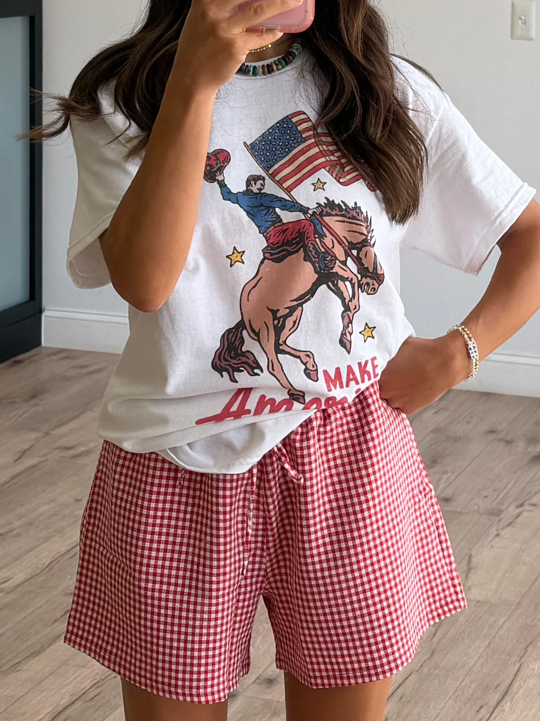 Gingham Leisure Relaxed Shorts | Cherry - Image 5