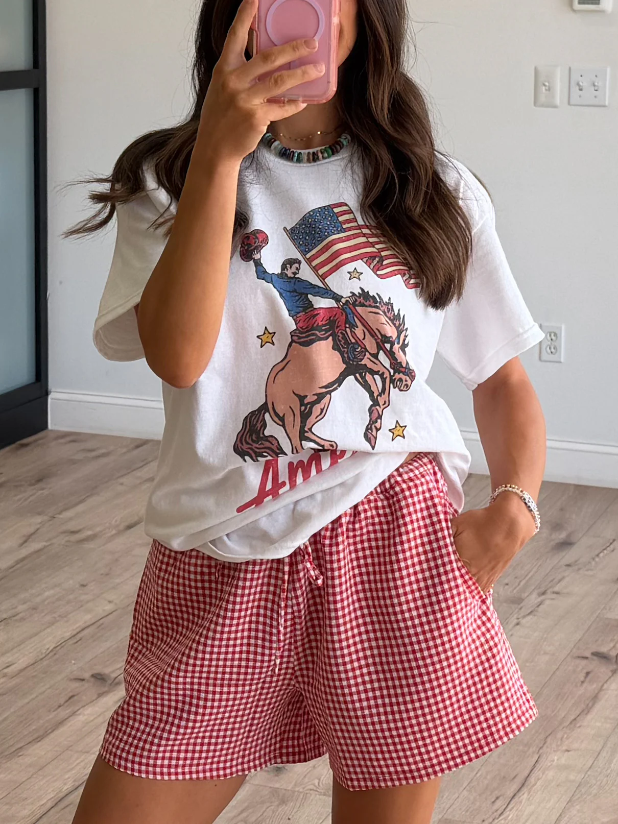 Gingham Leisure Relaxed Shorts | Cherry