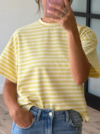 Miah Ribbed Knit Tee | Canary | RESTOCK - Image 2