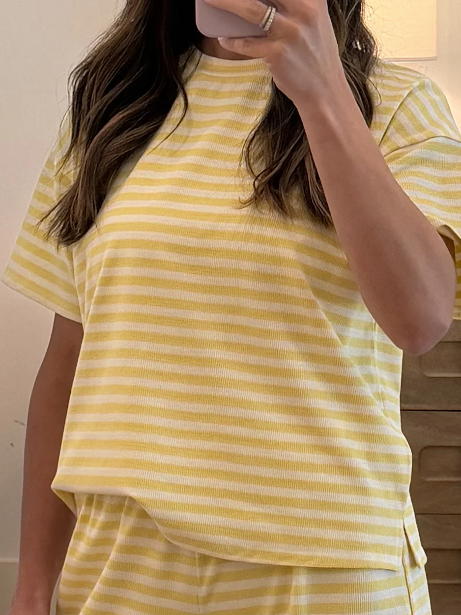 Miah Ribbed Knit Tee | Canary | RESTOCK - Image 4