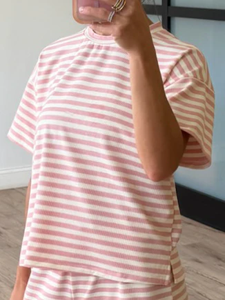 Miah Ribbed Knit Tee | Ballet Pink - Image 2