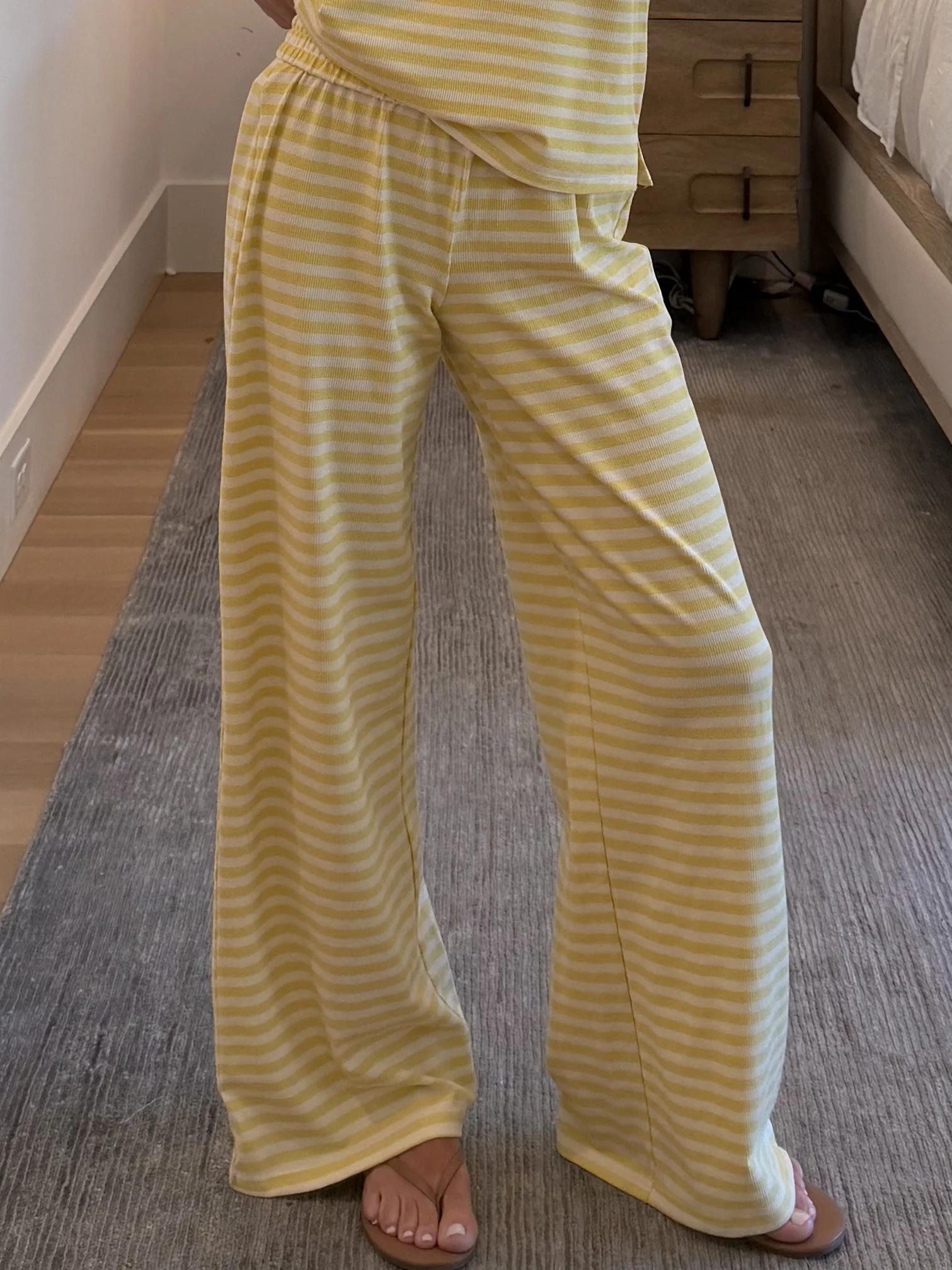 Miah Ribbed Knit Wide Leg Pants | Canary | RESTOCK - Image 4