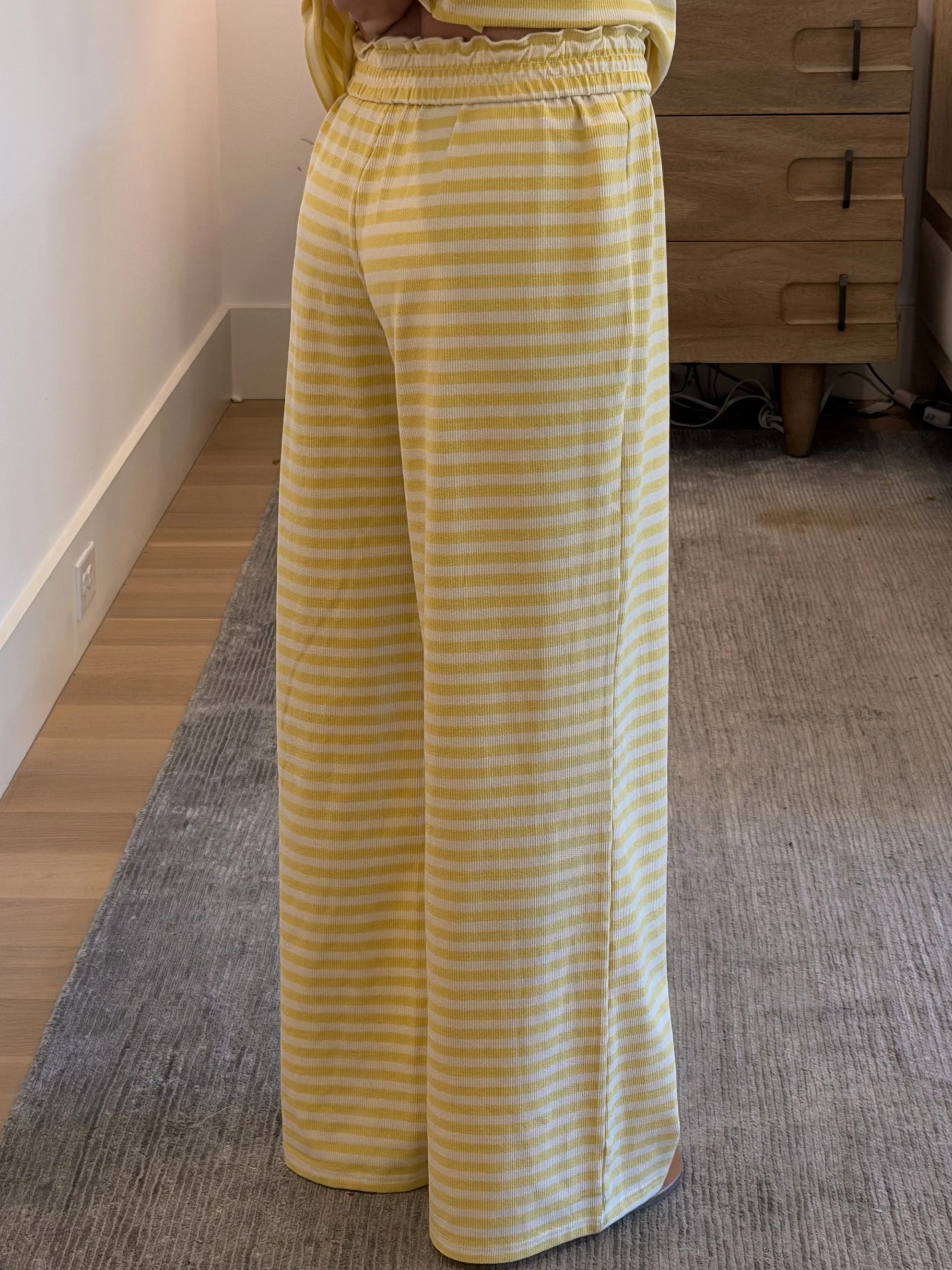 Miah Ribbed Knit Wide Leg Pants | Canary | RESTOCK - Image 5