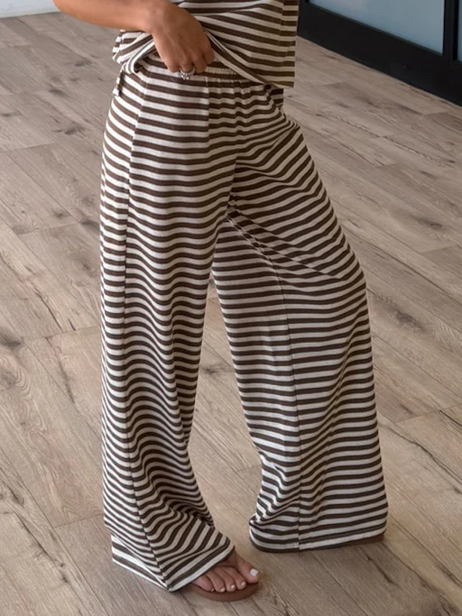 Miah Ribbed Knit Wide Leg Pants | Cocoa Cream