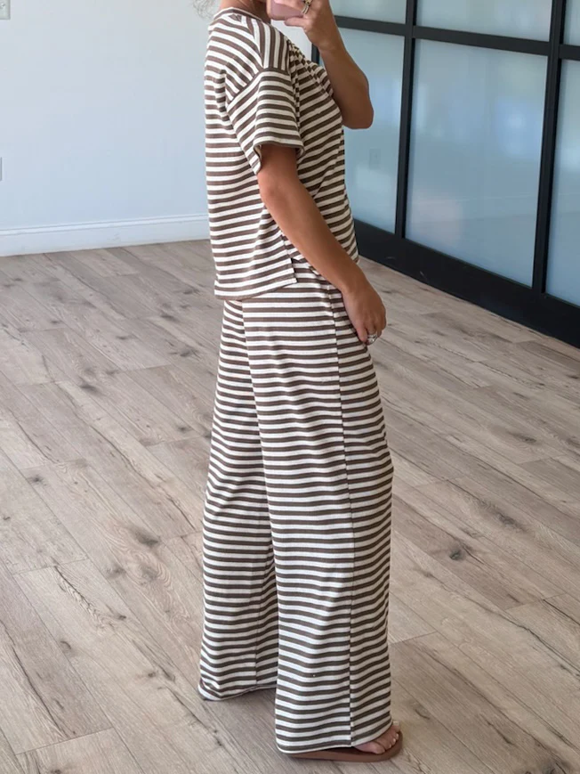 Miah Ribbed Knit Tee | Cocoa Cream | RESTOCK - Image 3