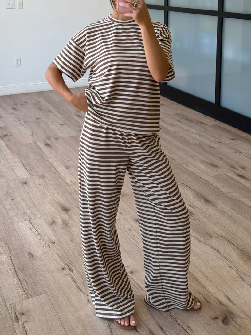 Miah Ribbed Knit Tee | Cocoa Cream | RESTOCK - Image 5