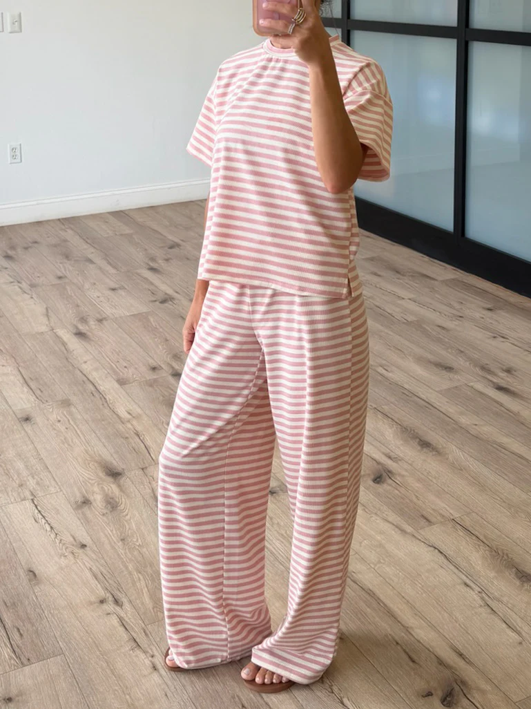 Miah Ribbed Knit Tee | Ballet Pink - Image 6