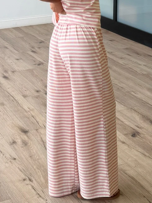 Miah Ribbed Knit Wide Leg Pants | Ballet Pink - Image 7
