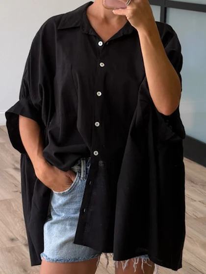 Nia Cotton Swing Top | Black - Image 3