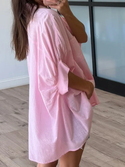 Nia Cotton Swing Top | Pink - Image 5
