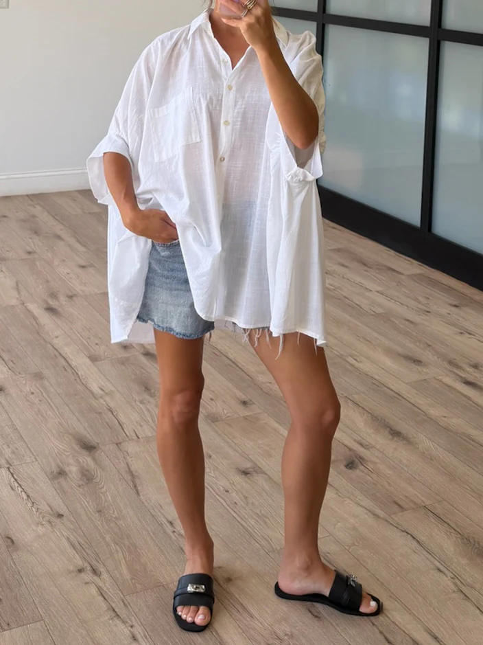 Nia Cotton Swing Top | White - Image 5