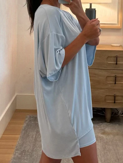 Novi Ribbed Tee + Shorts Set | Baby Blue | +Plus Available - Image 3