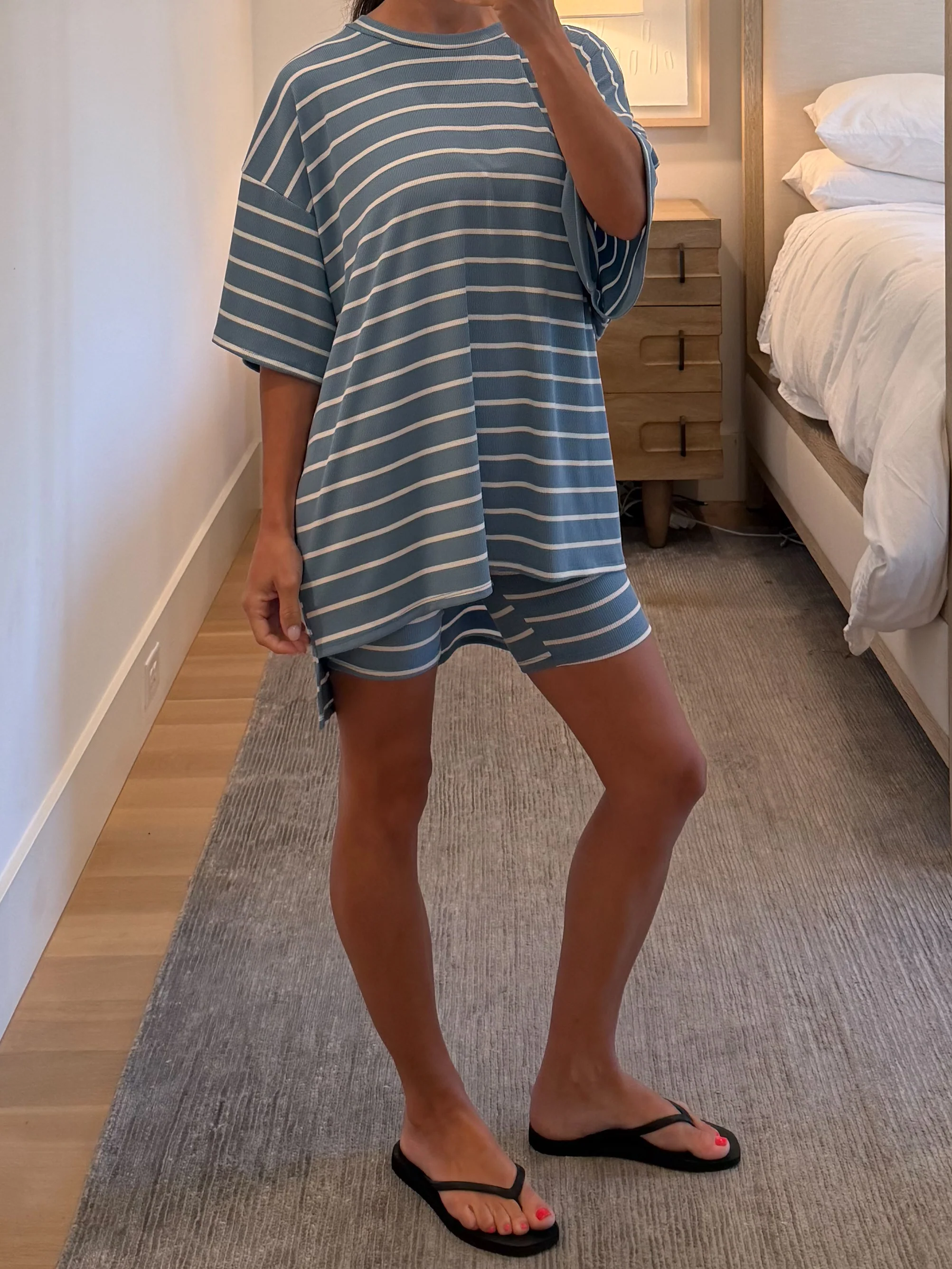 Novi Stripe Ribbed Tee + Shorts Set | 7 Colors Available - Image 27