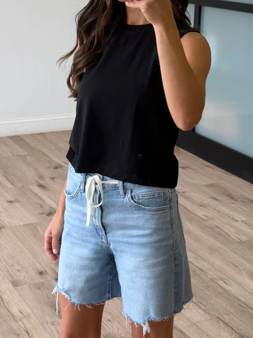 Oaklynn Drawstring Denim Shorts | +Plus Available - Image 5