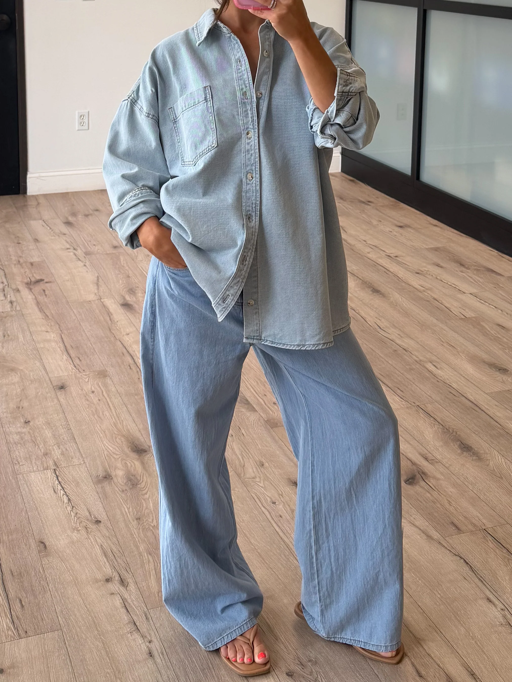 Old Soul Denim Shacket | Light Wash | +Plus Available - Image 2