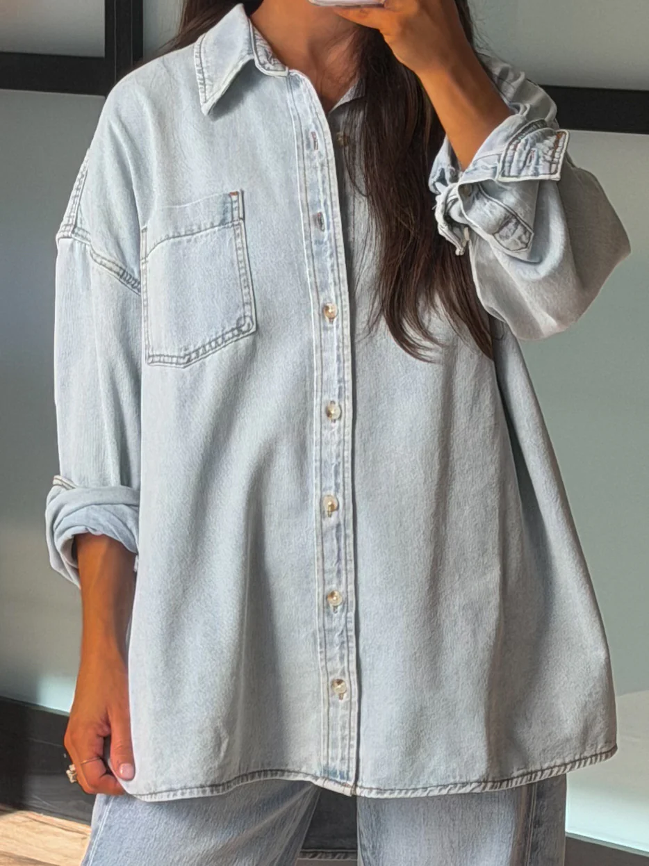 Old Soul Denim Shacket | Light Wash | +Plus Available - Image 3
