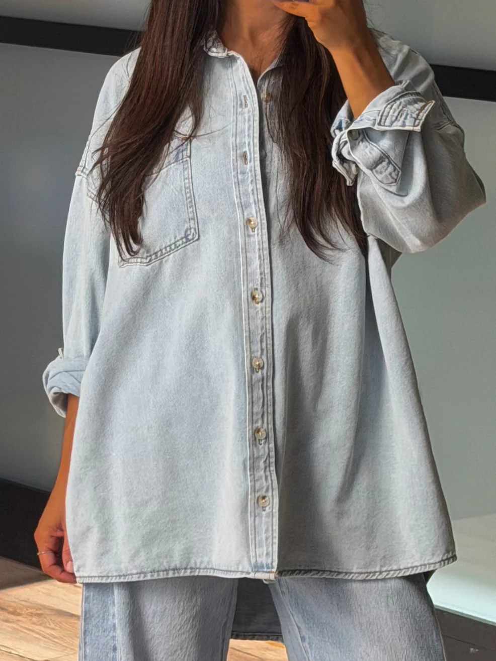 Old Soul Denim Shacket | Light Wash | +Plus Available - Image 5