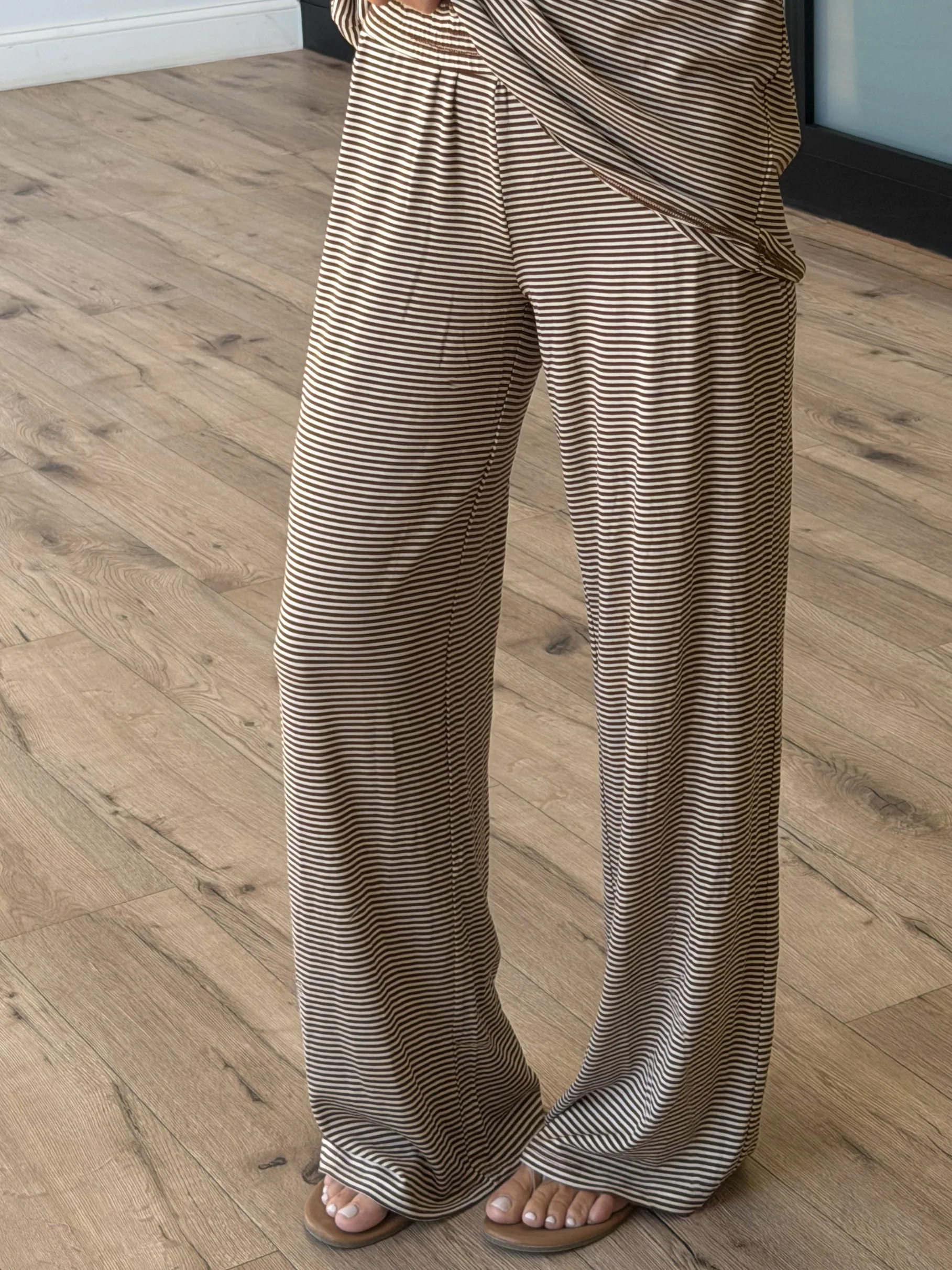 On Repeat Stripe Lounge Pants | Latte | RESTOCK - Image 5