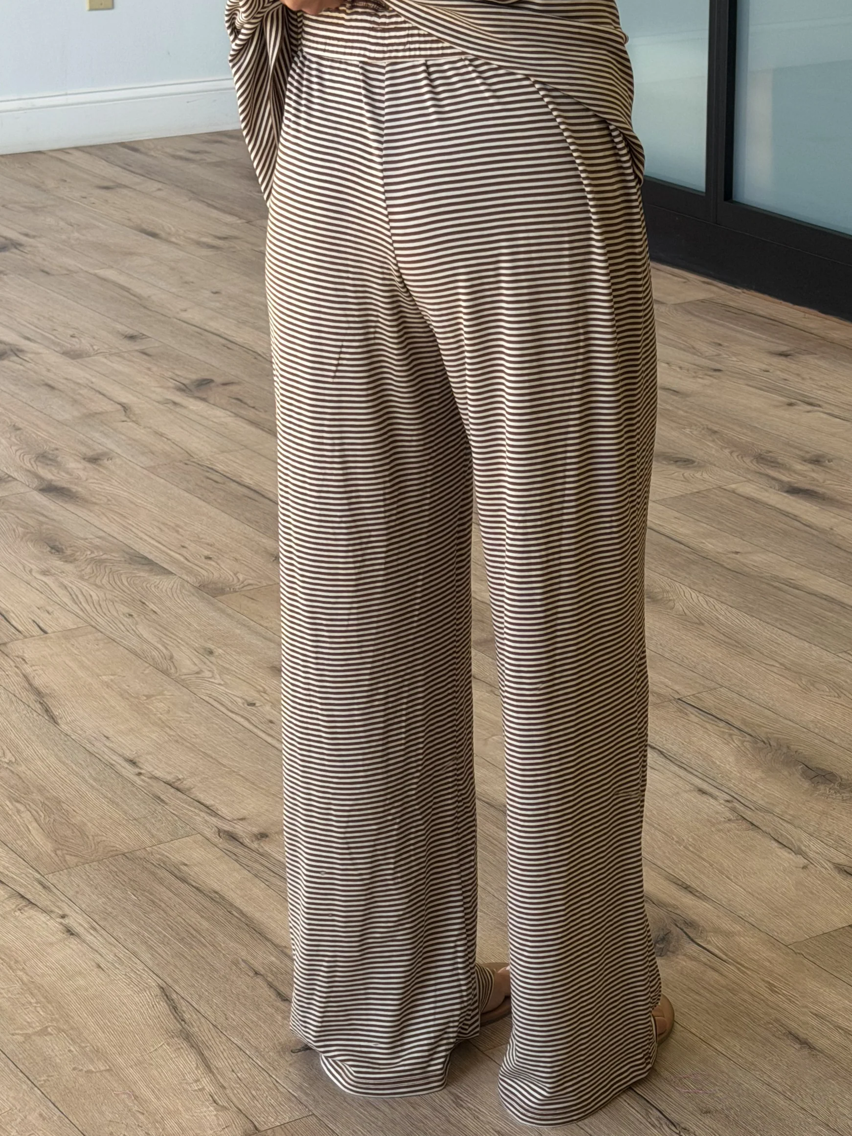 On Repeat Stripe Lounge Pants | Latte | RESTOCK - Image 6