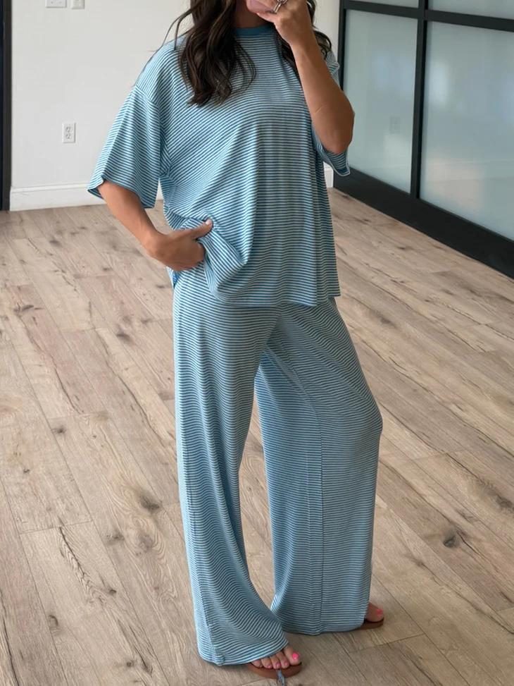 On Repeat Stripe Lounge Pants | Sky - Image 3