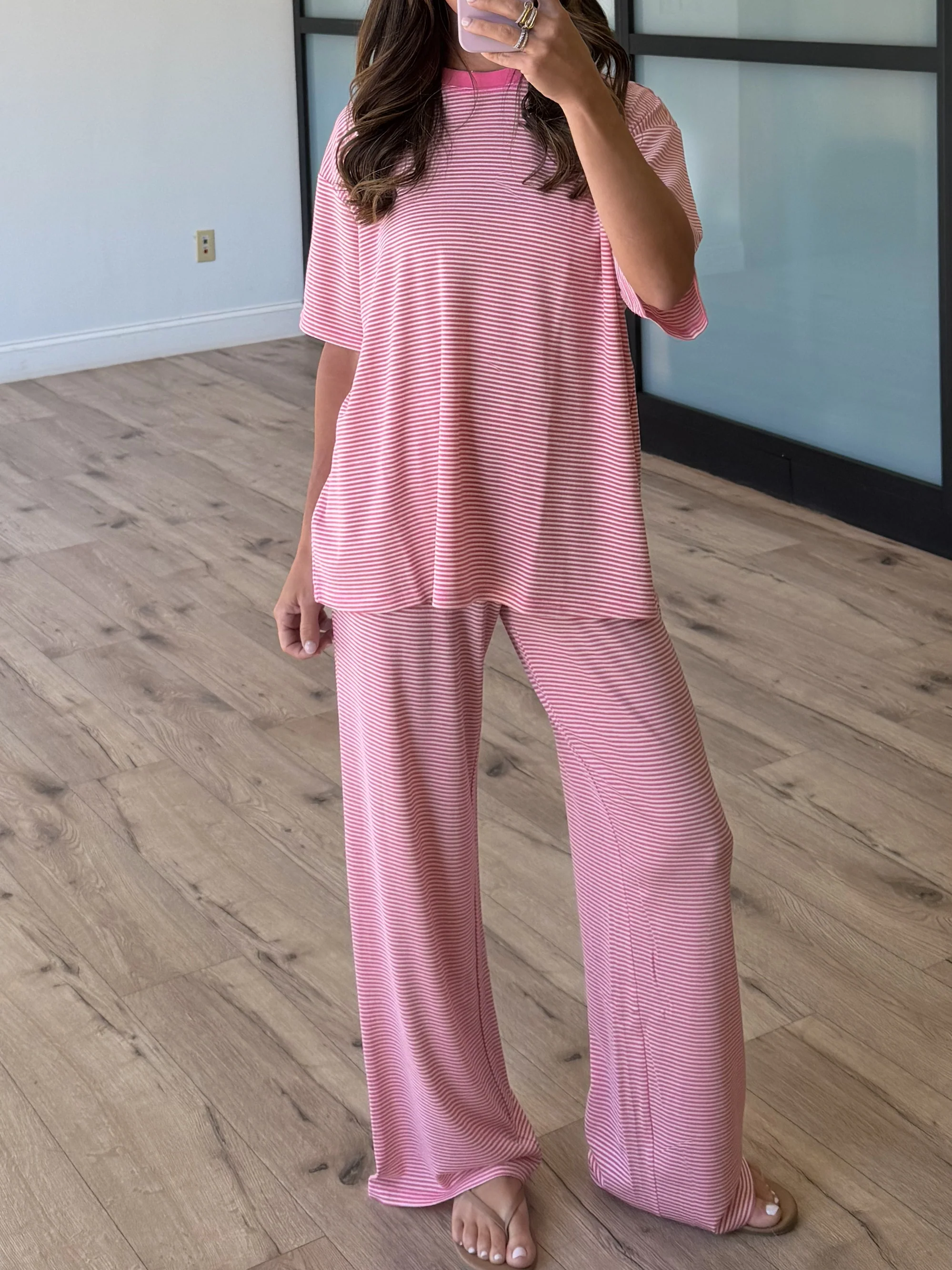 On Repeat Stripe Oversized Tee | Bubblegum | RESTOCK - Image 4