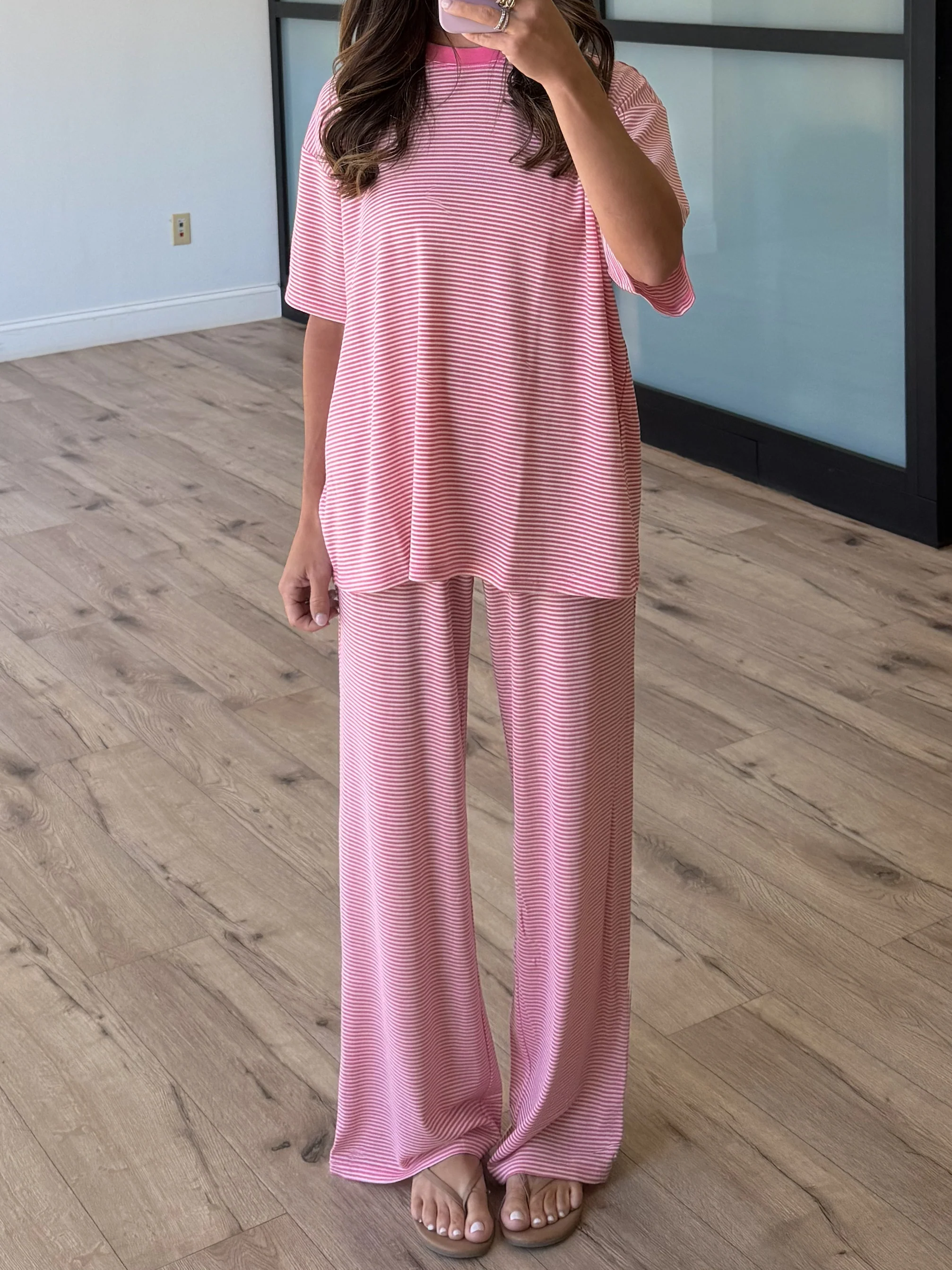 On Repeat Stripe Oversized Tee | Bubblegum | RESTOCK - Image 5