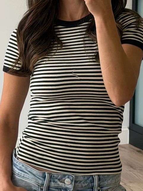 On With It Stripe Tee | Black - Image 3