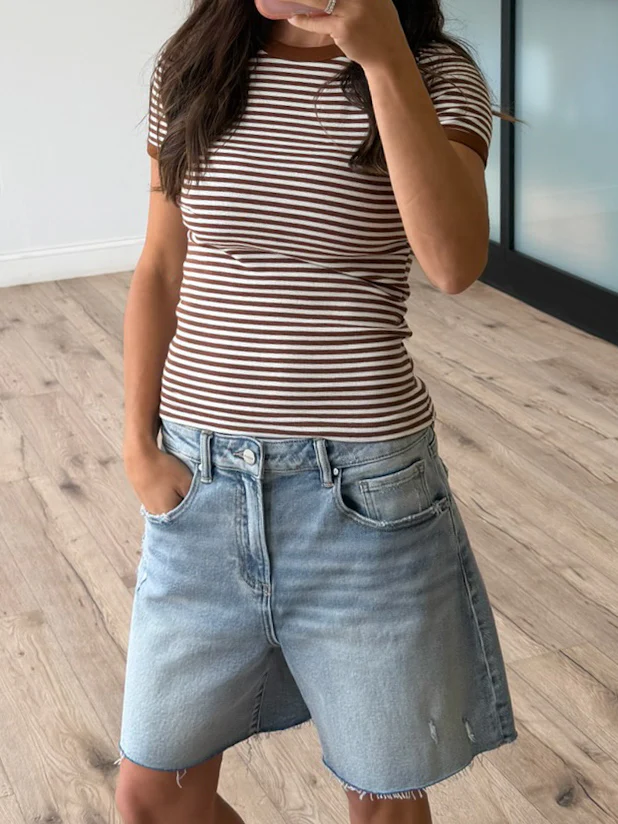 On With It Stripe Tee | Chocolate - Image 3