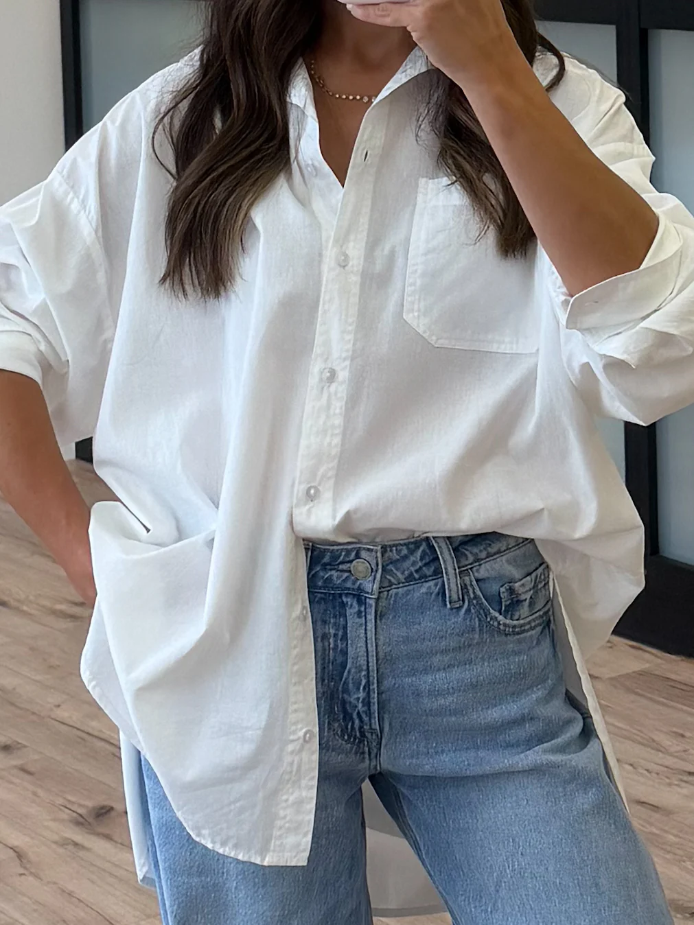 Poplin Cotton Button-Down Shirt | White