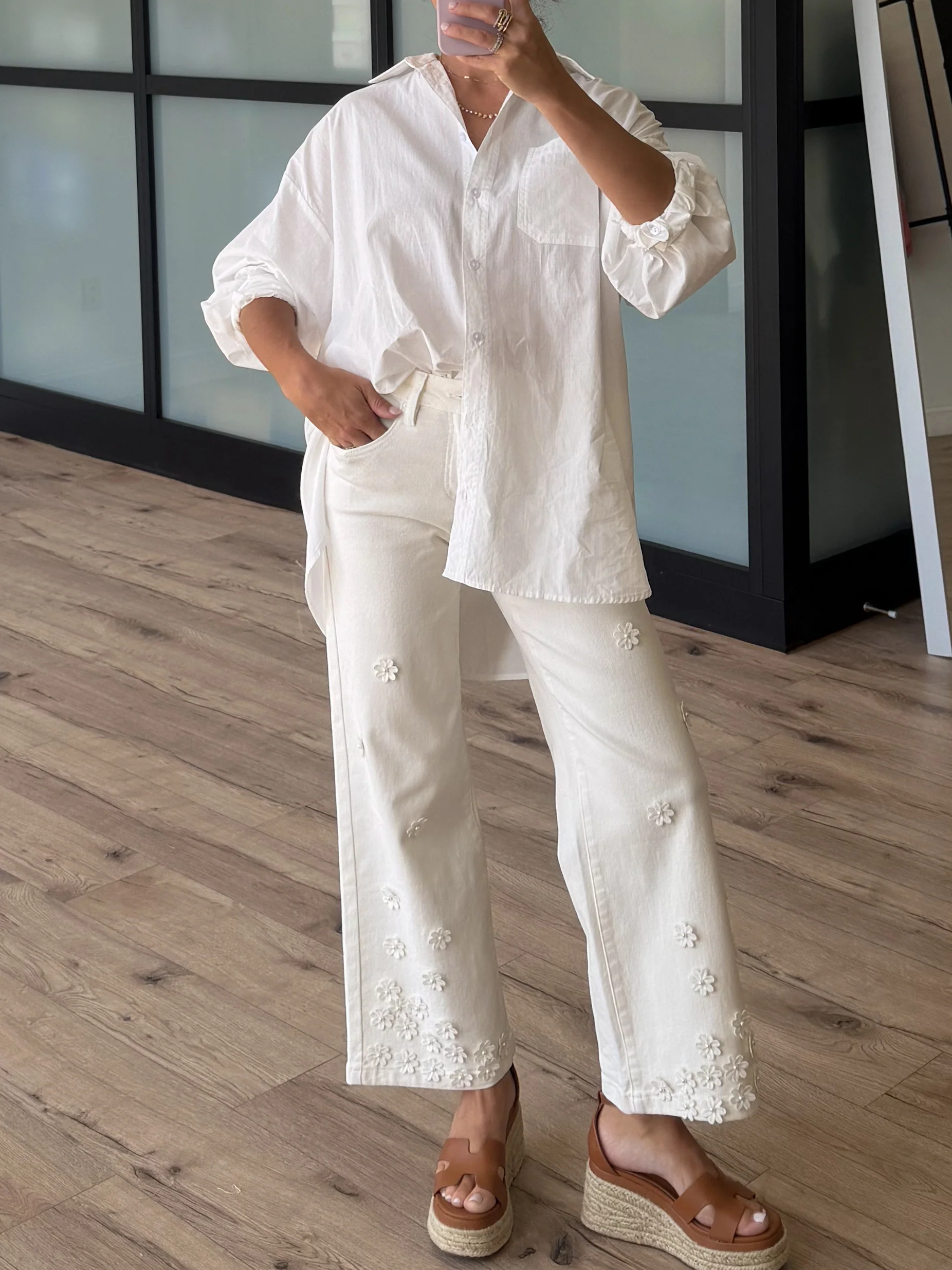 Poplin Cotton Button-Down Shirt | White - Image 10