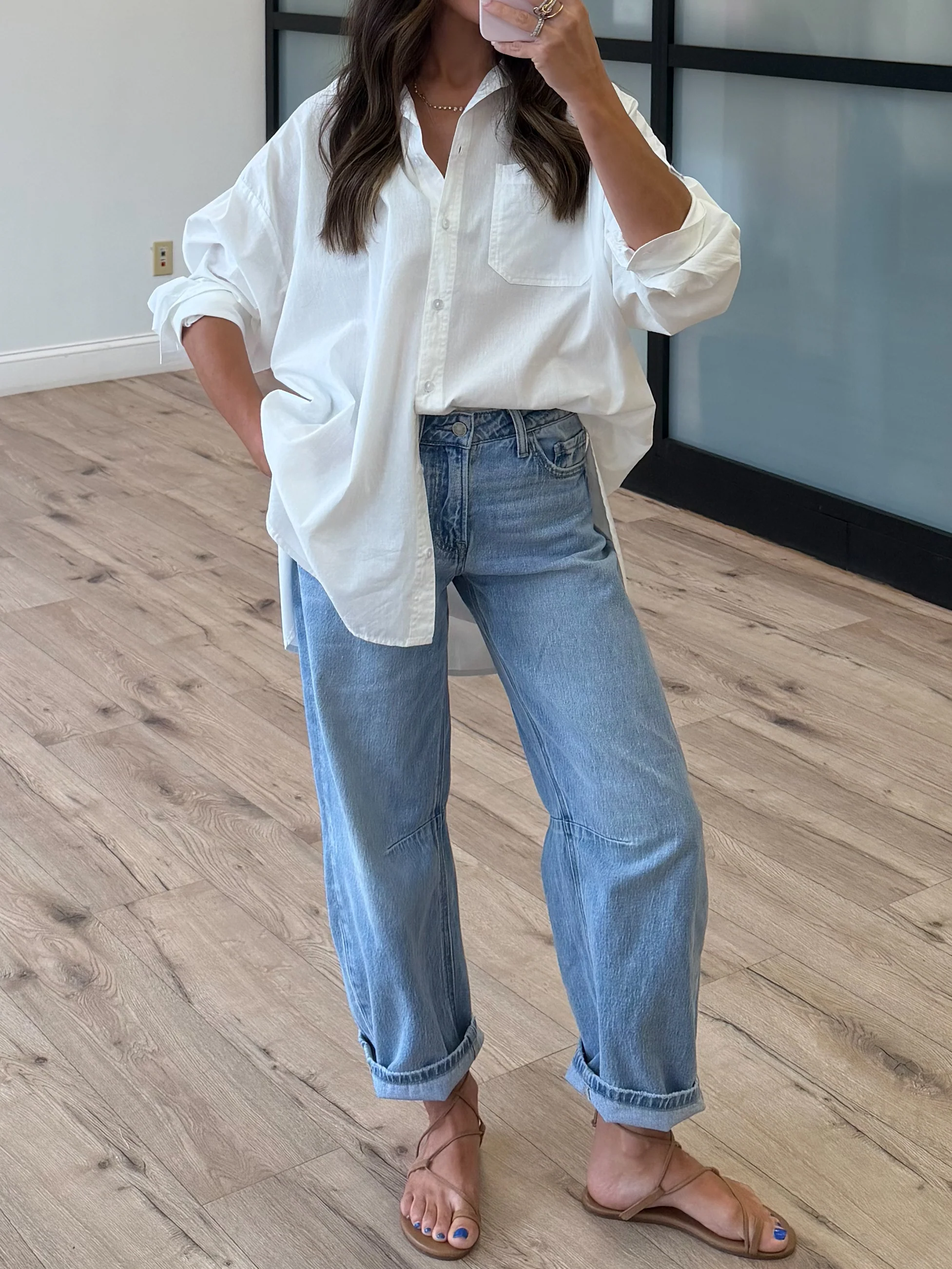 Poplin Cotton Button-Down Shirt | White - Image 3