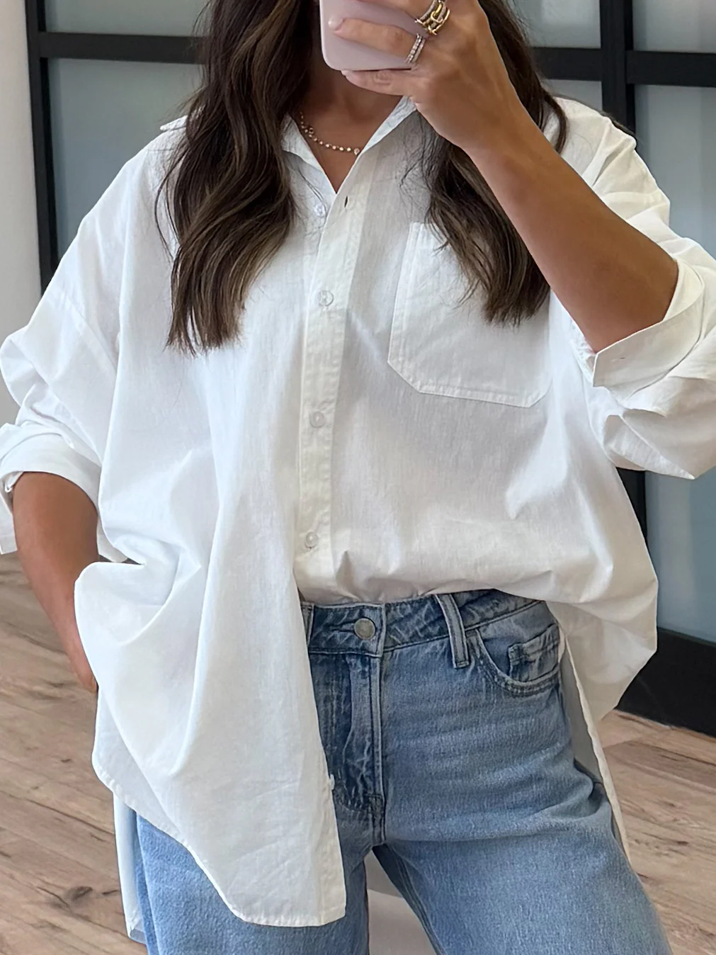 Poplin Cotton Button-Down Shirt | White - Image 4