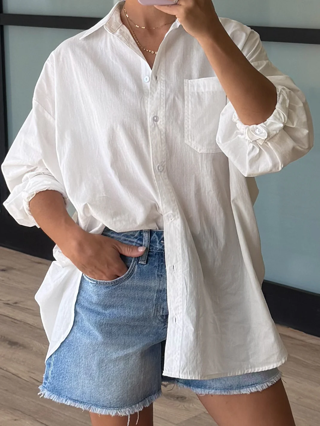 Poplin Cotton Button-Down Shirt | White - Image 7