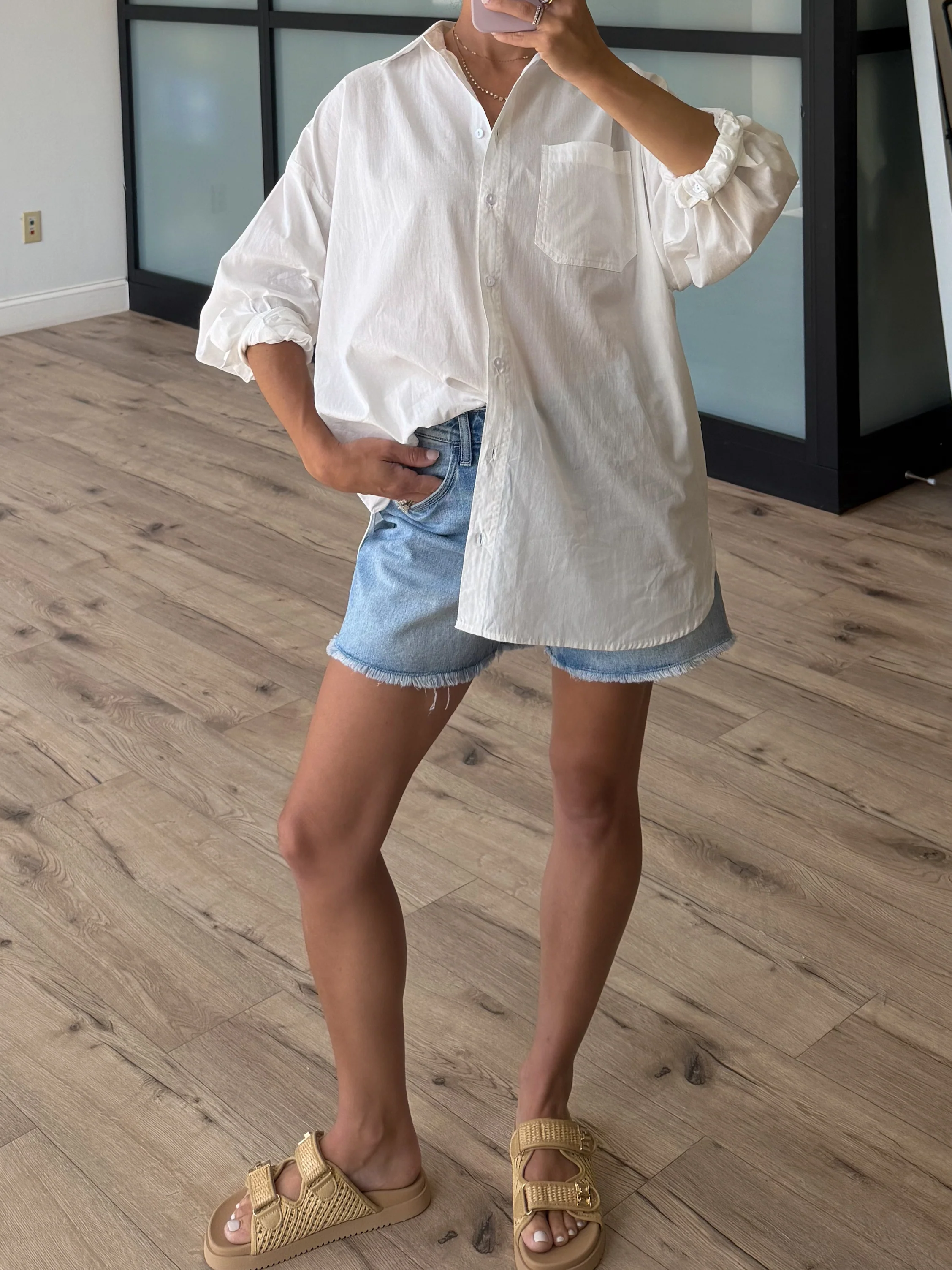 Poplin Cotton Button-Down Shirt | White - Image 9