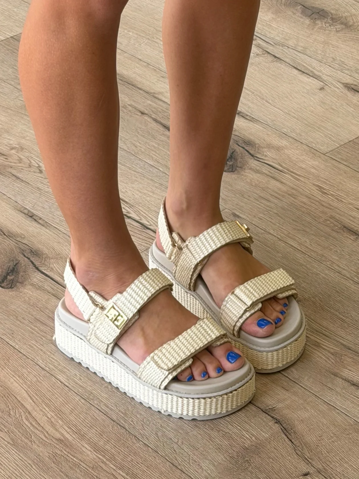 Raffia Slingback Platform Sandals
