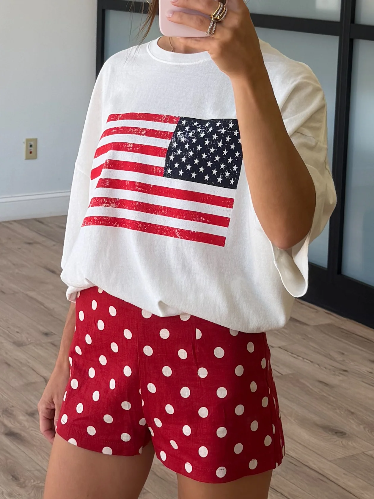 Freedom Flag Oversized Tee | White - Image 2