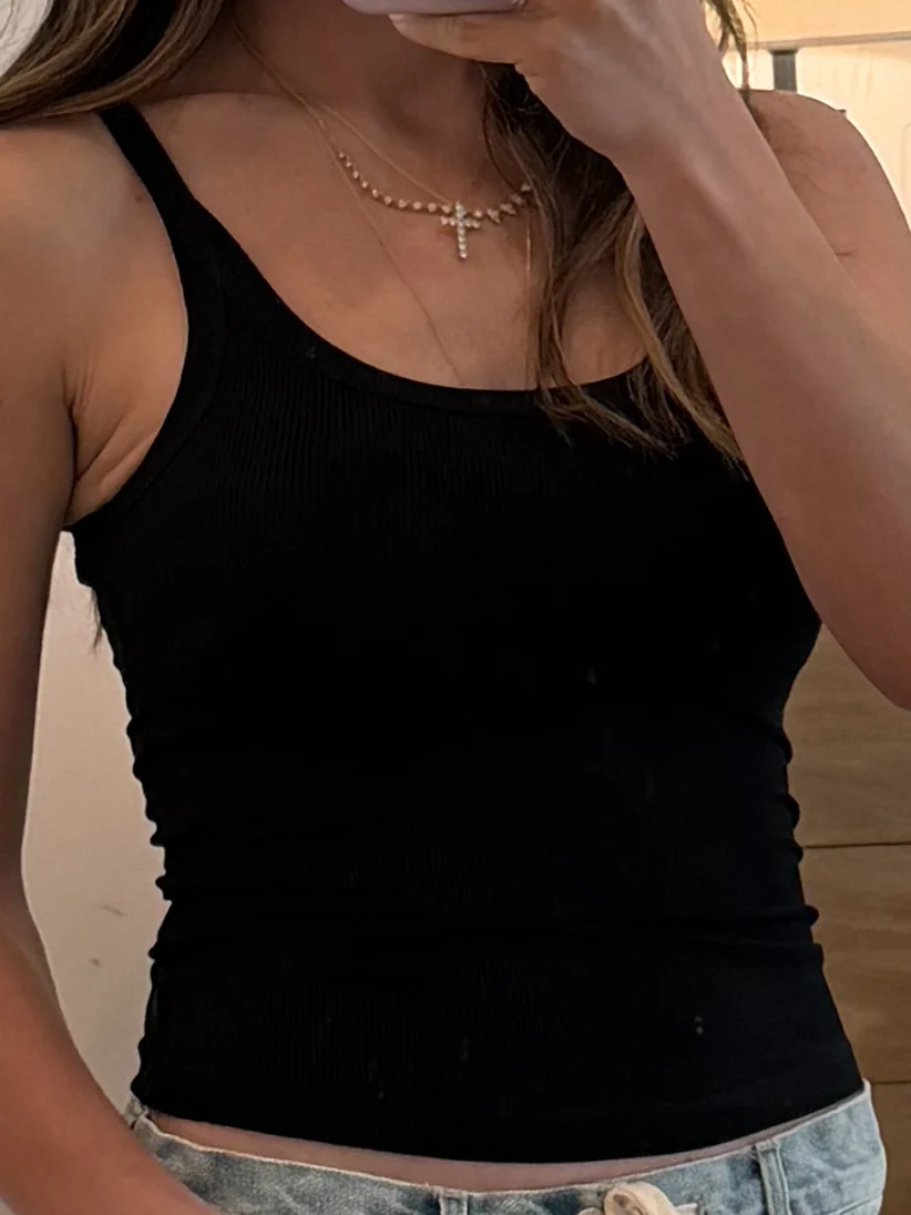 Round Neck Essential Ribbed Tank | Black - Image 6