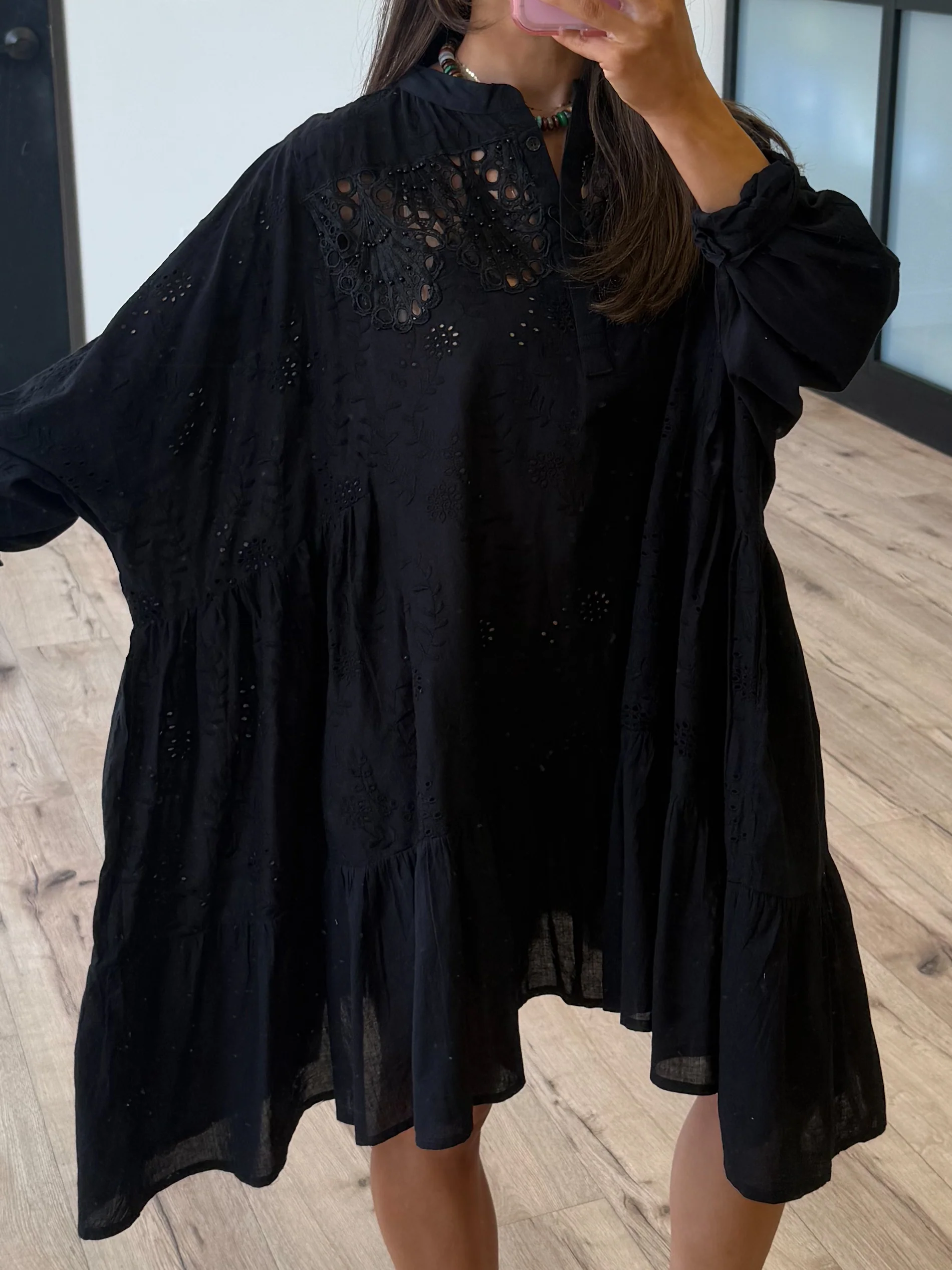 Saltwater Eyelet Cover-Up Dress | Black - Image 3