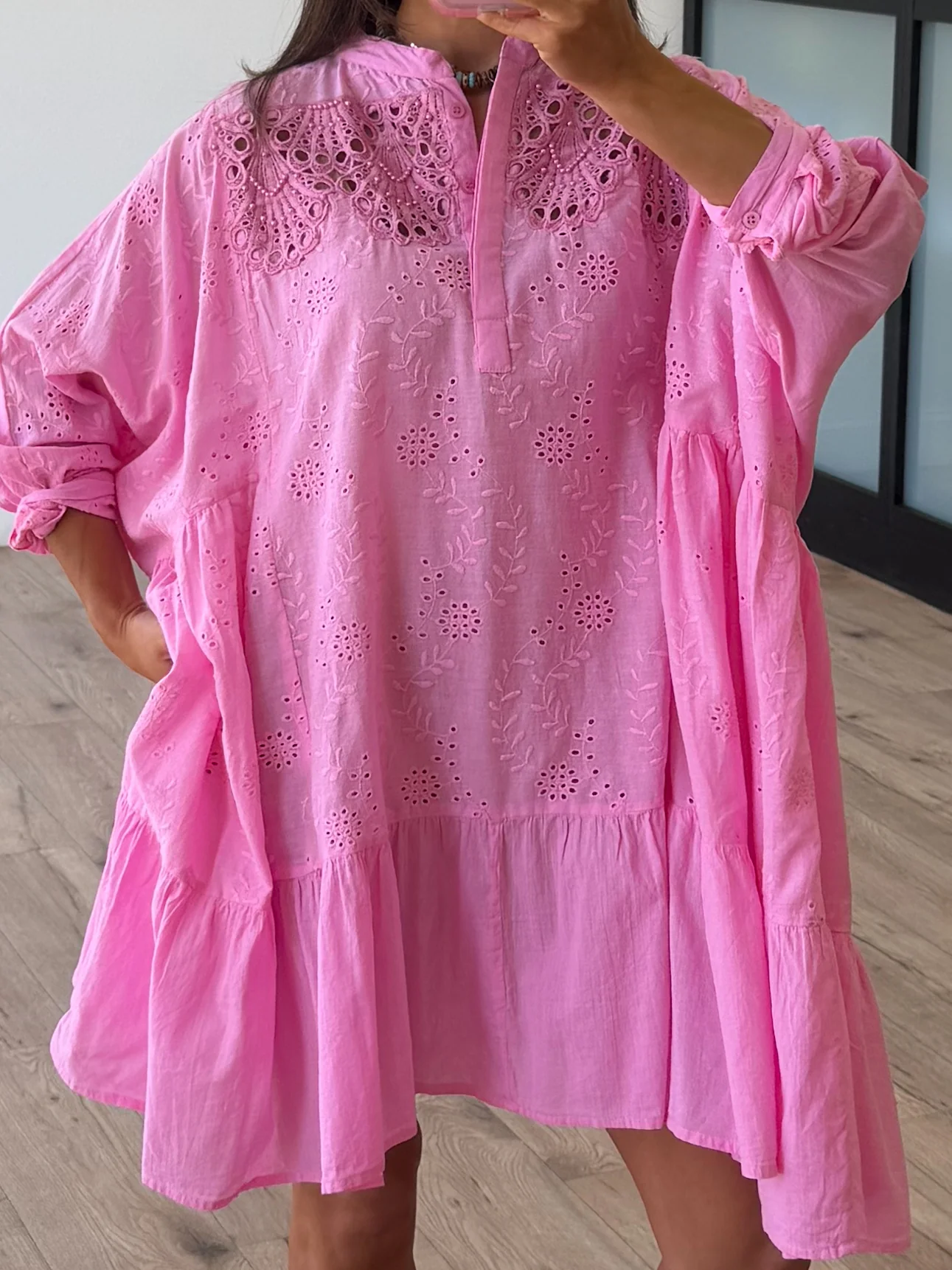 Saltwater Eyelet Cover-Up Dress | Bubblegum